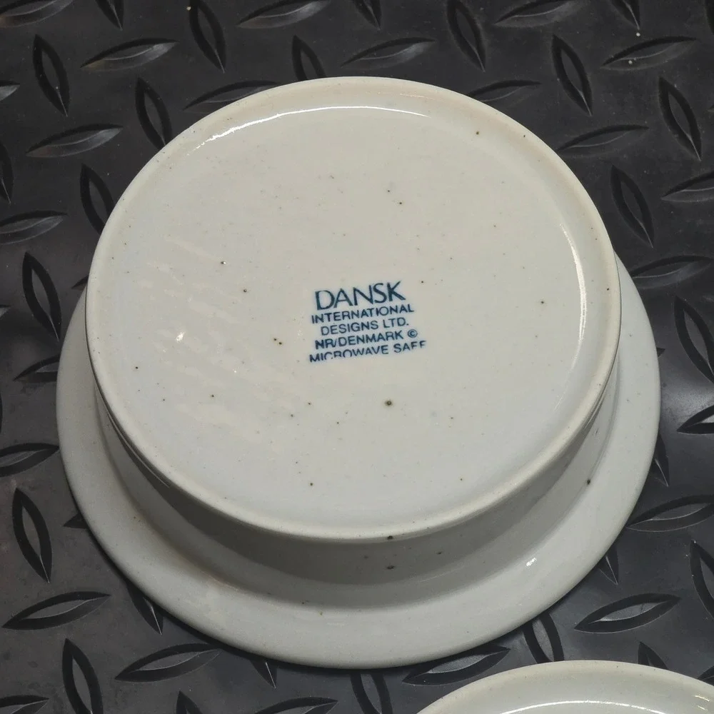 Dansk International Designs Denmark Blue Rim Cream Ramekins Set of 5 Small Bowls